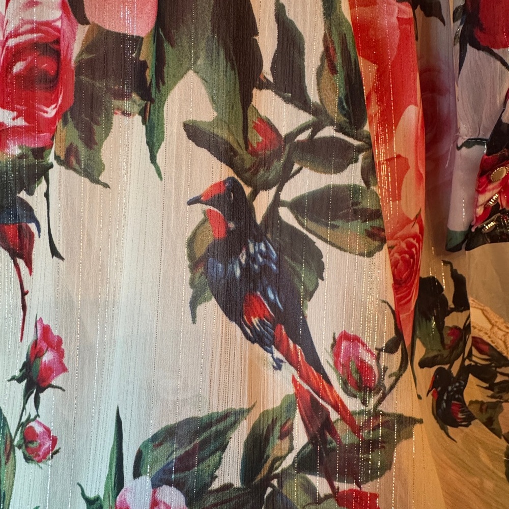 Rosebud and Sapsucker Maxi Dress with Silver Thread Detail, Small - Picture 6 of 9